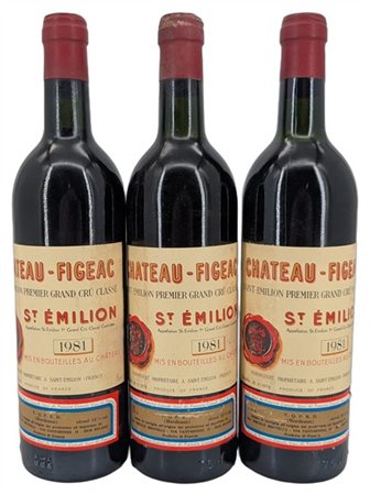 CH. FIGEAC, 1er cru classé, Saint-Emilion, 1981 - 3 bottiglie (1 LB, 1 J)

Il p