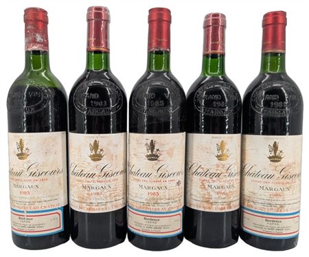 CH. GISCOURS, 3čme cru classé, 2 de 1983 e 3 de 1985 - 5 bottiglie (1 B, LB, 3
