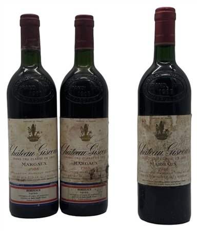 CH. GISCOURS, 3čme cru classé, 2 de 1986 1 de 1988 - 3 bottiglie (1 LB, 1 TLB,