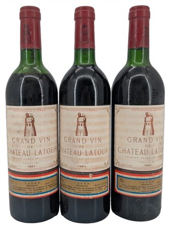 CH. LATOUR, 1er grand cru classé, Pauillac, 1981 - 3 bottiglie (1 B, 1 MB, 1 LB