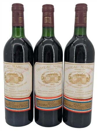 CH. MARGAUX, 1er grand cru classé, Margaux, 1981 - 3 bottiglie (2 TLB, 1 J,)

I