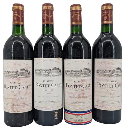 CH. PONTET CANET, 5 čme cru classé, 1 de 1985 e 3 de 1986 - 4 bottiglie

Il pre