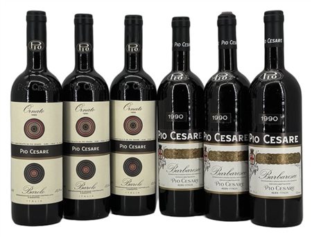 3 BAROLO, "Ornato"et 3 BARBARESCO, Pio Cesare, 1990 - 6 bottiglie

Il presente