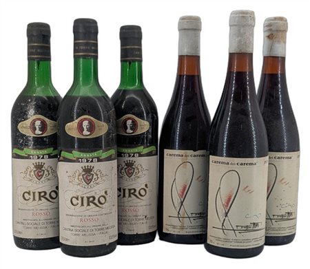 3 CIRŇ Rosso, Cantina sociale de Torre melissa e 3 Carema di Carema, 1978 (2 B,