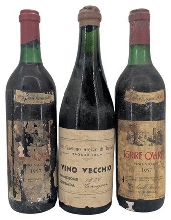 VINO VARIE 1 Vino vecchio, Dott. Gaetano Arezzo di Trefiletto, 1928 e 2 TORRE Q