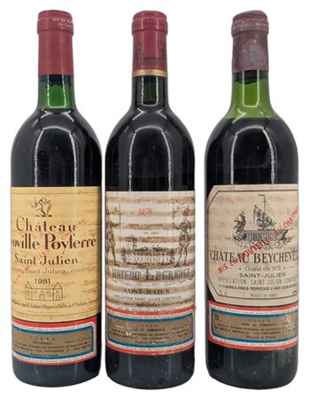 BORDEAUX VARIE, 1 CH. LAGRANGE, Saint-Julien, 1978, 1 CH. BEYCHEVELLE, Saint-Ju
