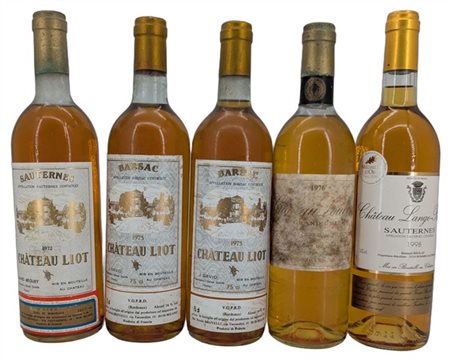 LIQUOROSO VARIE, 4 Sauternes, 3 CH. LIOT, 1 de 1972, 2 de 1975, 1 CH. LANGE-REG