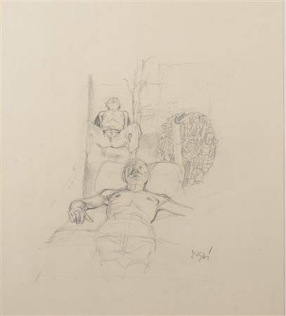 Alberto Sughi (1928, - 2012) Studio di figure - Opera firmata in basso a...