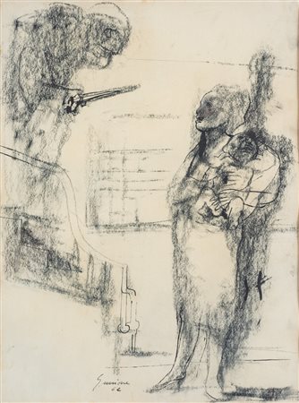 Piero Guccione (1938 - 2018) Studio di figure 1962 - Opera firmata e datata...