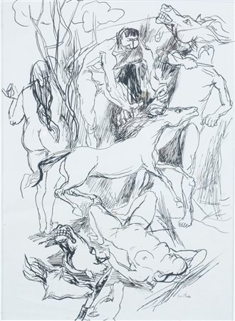 Renato Guttuso (1911 - 1987) Illustrazione a una poesia di Essenin 1935 china...