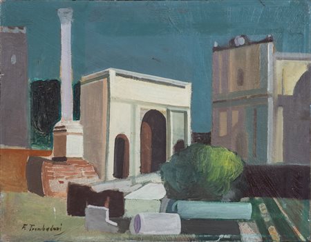Francesco Trombadori (1886 - 1961) Veduta dei fori - Opera firmata in basso a...