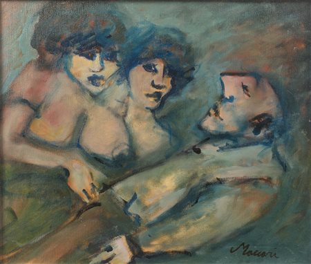 Mino Maccari (1898 - 1989) Figure - Opera firmata in baso a destra:...