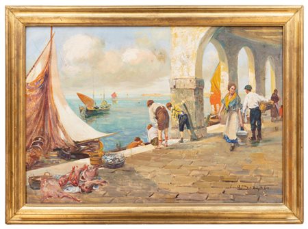 Attilio Achille Bozzato - "Portici a Chioggia"