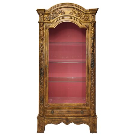 Vetrina in legno dorato, 19° secolo