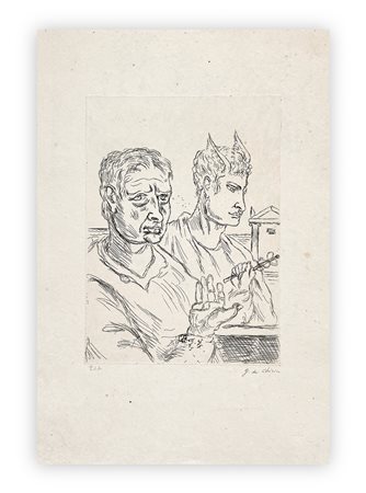 GIORGIO DE CHIRICO (1888-1978) - Autoritratto con Mercurio, 1969