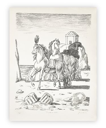 GIORGIO DE CHIRICO (1888-1978) - I Cavalli di Achille, 1971