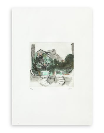 RENATO GUTTUSO (1911-1987) - Cortile del palazzo del Grillo, 1983