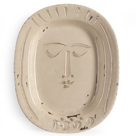 Pablo Picasso 1881 Malaga (SP)-1973 Mougins (FR) Visage de femme piatto in...