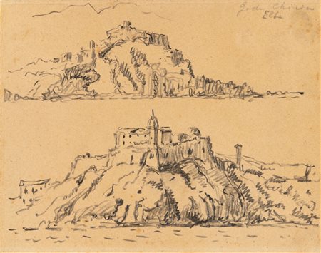 Giorgio De Chirico 1888 Volo (GR)-1978 Roma Isola d'Elba matita su carta...