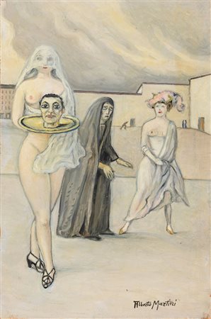 Alberto Martini 1876 Oderzo (TV)-1954 Milano Senza titolo olio su cartone...