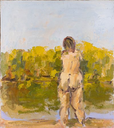 Ennio Morlotti 1910 Lecco-1992 Milano Studio per Lago di Oggiono olio su tela...