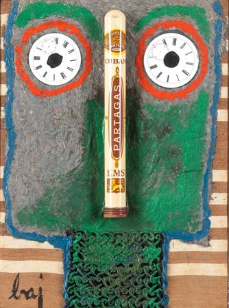 Enrico Baj 1924 Milano-2003 Vergiate (VA) Personaggio acrilici e collage su...
