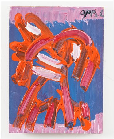 Karel Appel 1921 Amsterdam-2006 Zurigo Senza titolo olio su cartone telato cm...
