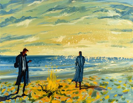Alessandro Bazan 1966 Palermo Chiama#3 olio su tela Largh. 130 - Alt. 100 Cm...