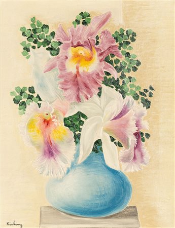 Moïse Kisling 1891-1953 Orchidee olio su tela cm 41X32,5 firmato in basso a...