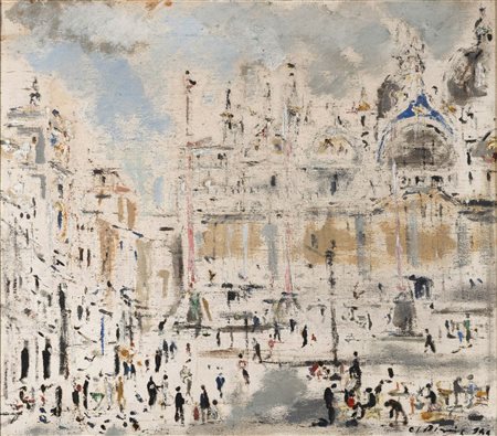 Filippo De Pisis 1896 Ferrara-1956 Milano Piazza San Marco durante la guerra...