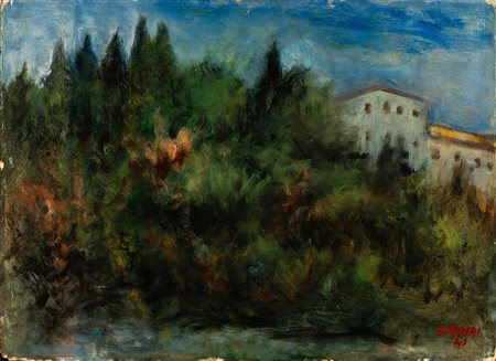Ottone Rosai 1885 Firenze-1957 Ivrea Paesaggio olio su cartone Largh. 51 -...
