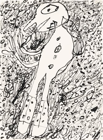 Jean Dubuffet 1901 La Havre-1985 Parigi Personnage pennarello su carta Largh....