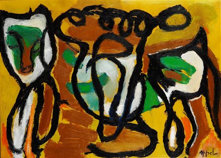 Karel Appel 1921 Amsterdam-2006 Zurigo Leon olio su tela Largh. 100 - Alt. 70...