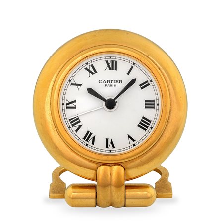 Cartier, Orologio da tavolo Colisee, quadrante bianco con numeri Romani, con...