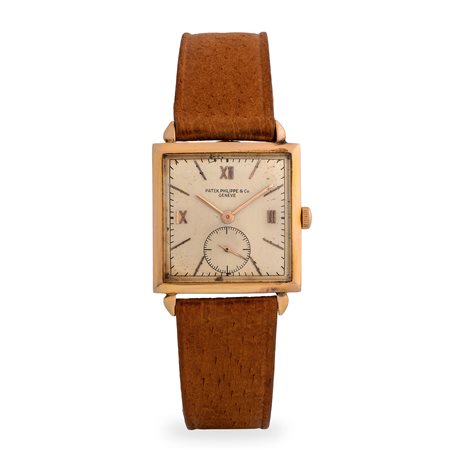 Patek Philippe, Elegante orologio di forma Solo tempo ref. 1432 in oro rosa...