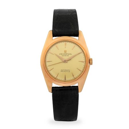 Universal, Automatico con microrotore in oro rosa 18k, quadrante champagne...