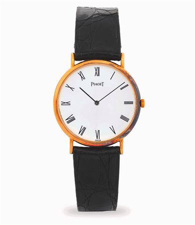 Piaget, Altiplano in oro giallo 18k, quadrante bianco con numeri Romani,...