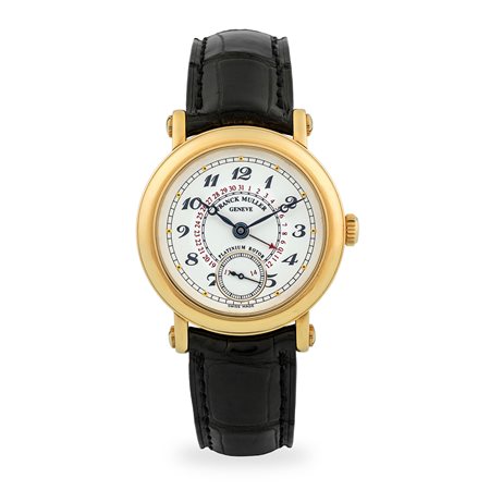 Franck Muller, Date ref. 3801 S6 Q in oro giallo 18k, quadrante bianco con...