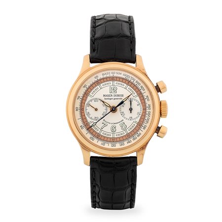 Roger Dubuis, Hommage Chronograph ref. H37 in oro rosa 18k con fondello a...