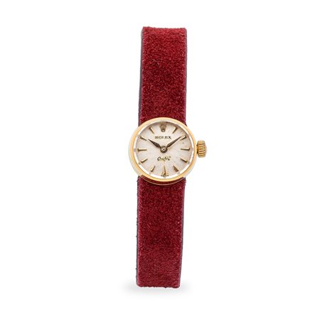 Rolex, Elegante Orchid ref. 9674 in oro giallo 18k, quadrante argentè Soleil...