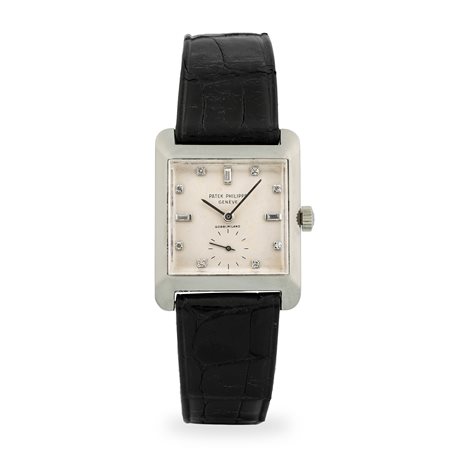 Patek Philippe, Carrè ref. 2488 in oro bianco 18k, quadrante argentè firmato...