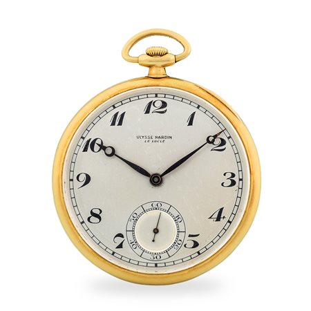 Ulysse Nardin, Orologio da tasca in oro giallo 18k, quadrante argentè con...