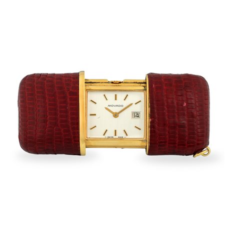 Movado, Ermeto ref. 213-8 in oro giallo, quadrante argentè con indici...
