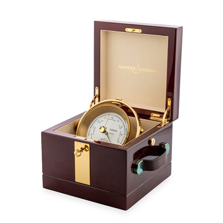 Ulysse Nardin, Barometro basculante navale in ottone dorato, quadrante bianco...