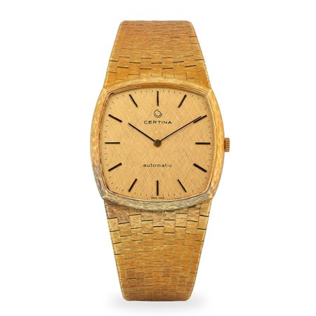 Certina, Orologio di forma in oro giallo 18k con bracciale integrato,...