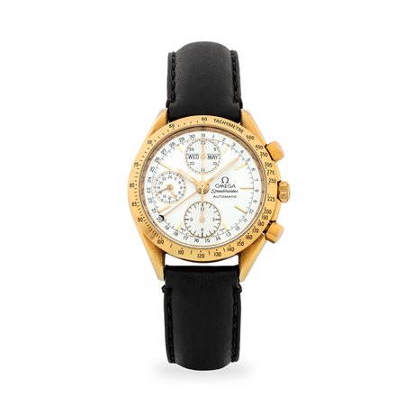 Omega, Speedmaster ref. 175.0044 in oro giallo 18k con tasti a pompa,...