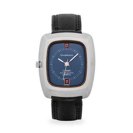 Omega, Constellation Electroquartz B21 ref. 196.005 in acciaio, quadrante blu...