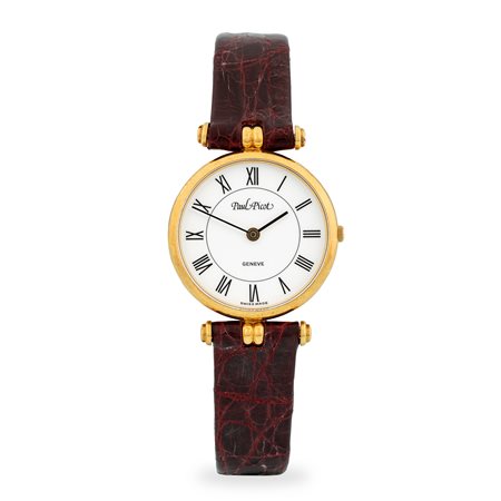 Paul Picot, Solo tempo in oro giallo 18k, quadrante bianco con numeri Romani,...