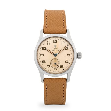 Tudor, Oyster 'Rose in Shield' ref. 4453 in acciaio, quadrante argentè con...