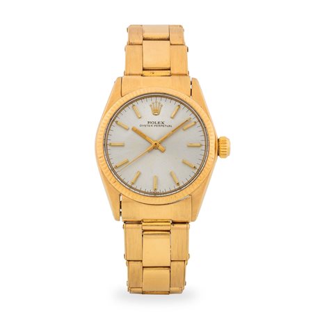 Rolex, Oyster Perpetual ref. 6551 in oro giallo 18k, quadrante argentè Soleil...